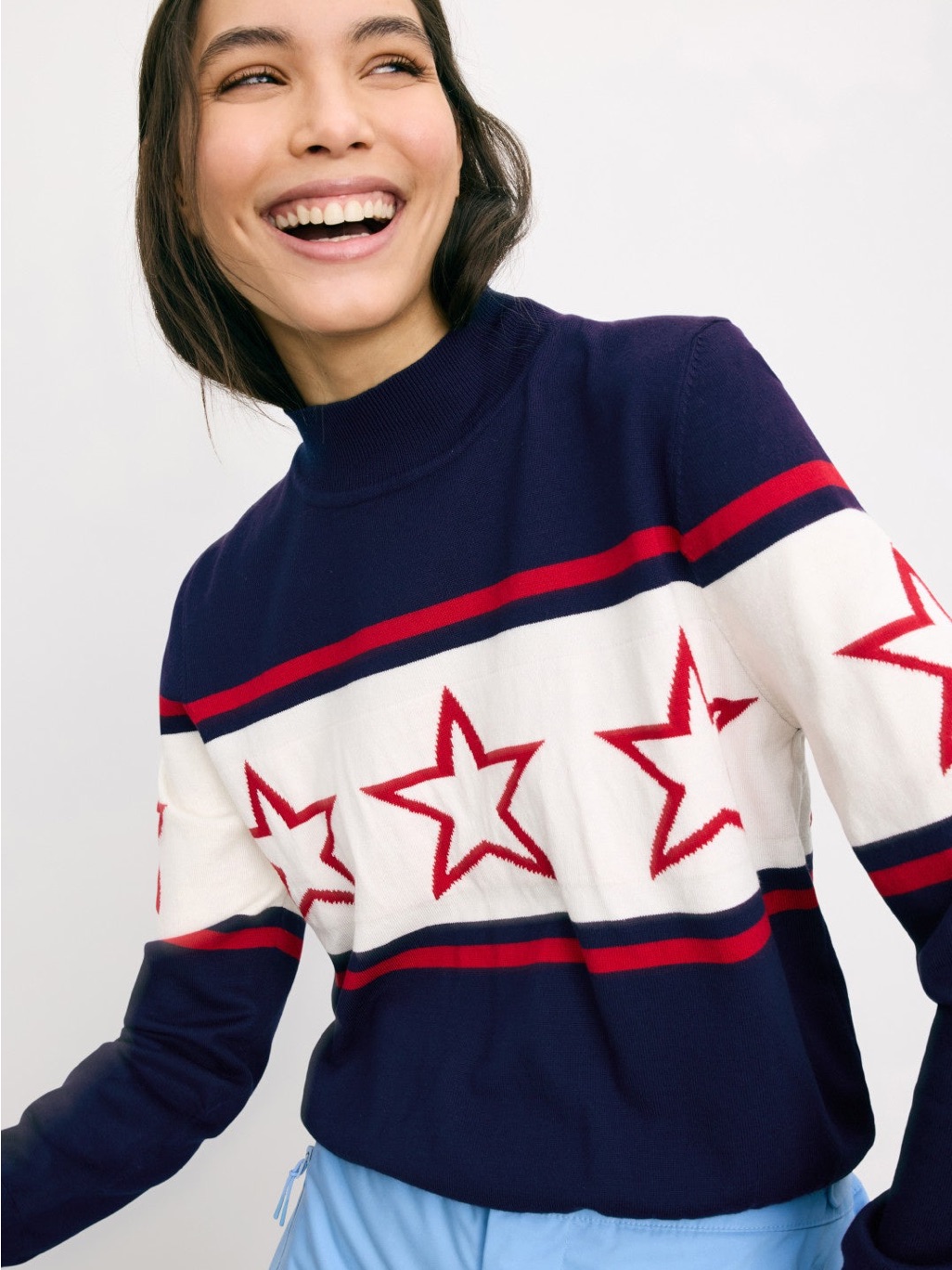 Alexia Admor Navy Sweater With Pink Trim Label